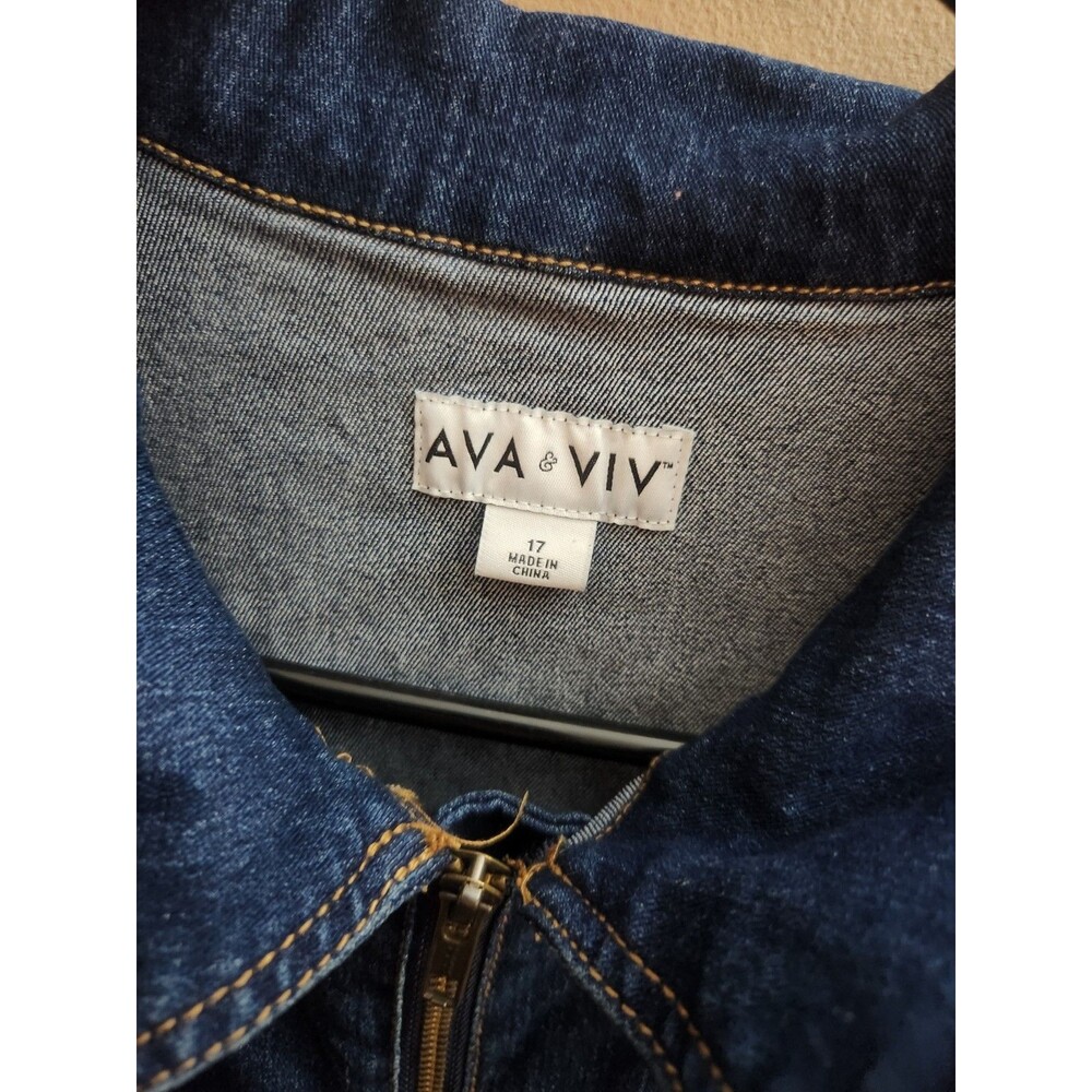 Ava And Viv Women's Short Sleeve Dark Denim Jumpsuit Belted Wide Leg Size 17 - Picture 5 of 10